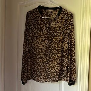 Forever 21 Brown Leopard Print Sheer Blouse